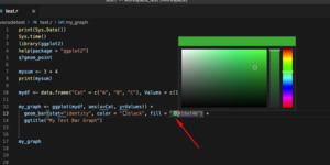 Screen shot of a color picker that pops up when mouse hovers over color hex code.