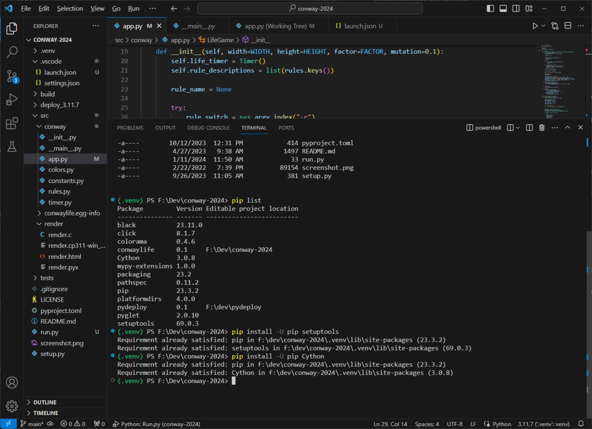 A conventional shell session in the VS Code terminal.
