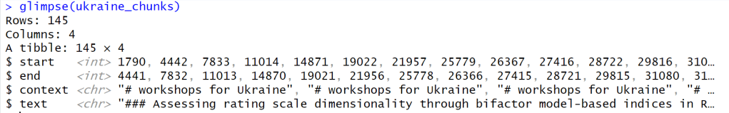 Data frame generated by the read_as_markdown() and markdown_chunk() functions
