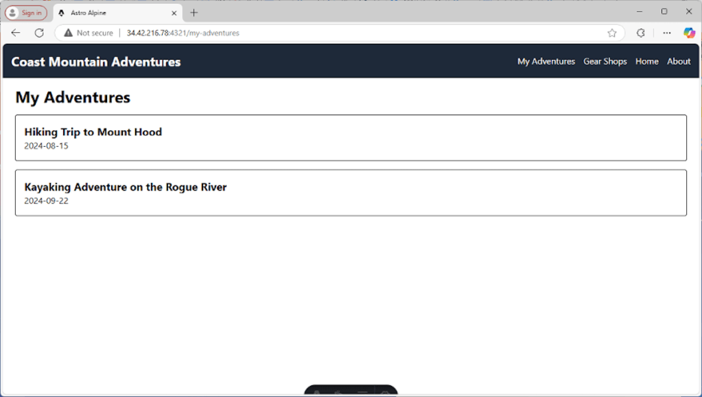 Screenshot of the Astro-Alpine example app.
